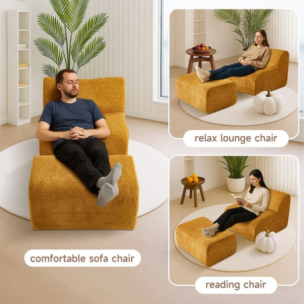 English Elm Ultra-comfortable Velvet Floor Lounge Chair with Ottoman for Studio Apartments W1765P342023