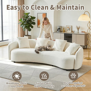 English Elm 101 Inch Curved Bouclé Sofa Plush Half Moon Silhouette for Modern Living Rooms W1765P541307