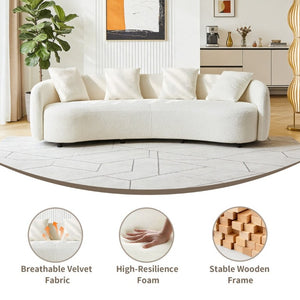 English Elm 101 Inch Curved Bouclé Sofa Plush Half Moon Silhouette for Modern Living Rooms W1765P541307