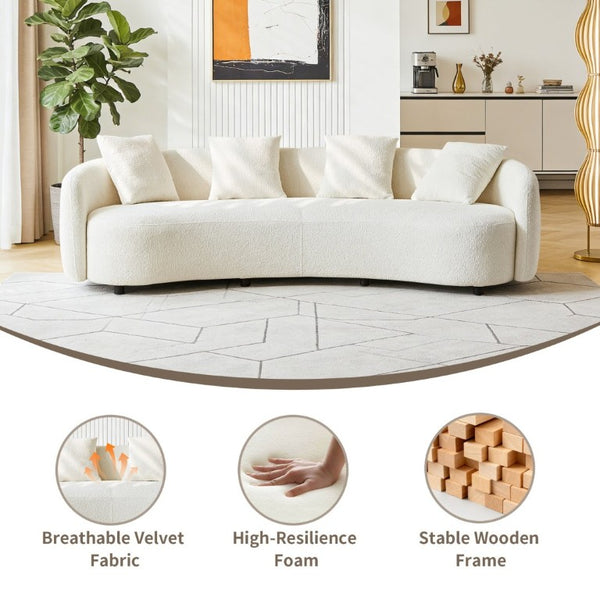 English Elm 101 Inch Curved Bouclé Sofa Plush Half Moon Silhouette for Modern Living Rooms W1765P541307