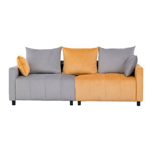 English Elm Velvet Two-tone Dutch Upholstered Loveseat with Chrome Accents for Modern Living Rooms W1767S00023