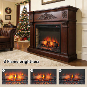 English Elm 28 Inch Slim Electric Fireplace Insert with Realistic Log Flame and Remote Timer W1769P430699