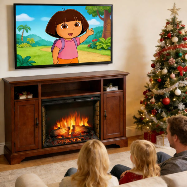 English Elm 28 Inch Slim Electric Fireplace Insert with Realistic Log Flame and Remote Timer W1769P430699