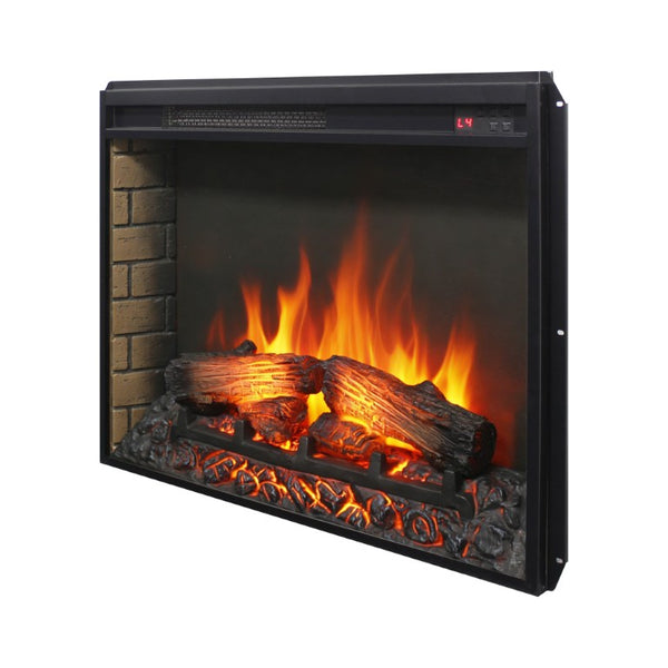 English Elm 28 Inch Slim Electric Fireplace Insert with Realistic Log Flame and Remote Timer W1769P430699