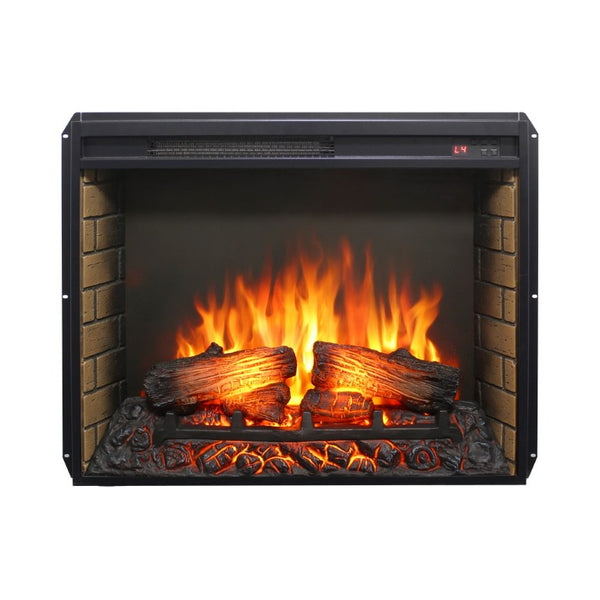 English Elm 28 Inch Slim Electric Fireplace Insert with Realistic Log Flame and Remote Timer W1769P430699