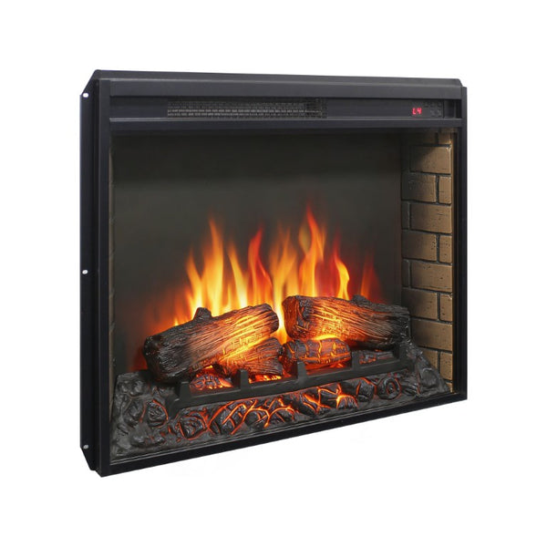 English Elm 28 Inch Slim Electric Fireplace Insert with Realistic Log Flame and Remote Timer W1769P430699