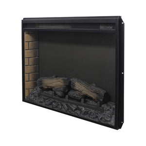 English Elm 28 Inch Slim Electric Fireplace Insert with Realistic Log Flame and Remote Timer W1769P430699