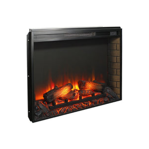 English Elm 33 Inch Slim Electric Fireplace Insert with Realistic Log Flame and Built in Heater W1769P430700