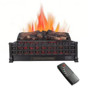 English Elm 26 Inch Freestanding Electric Fireplace Insert with 3D Log Flame and Wood Trim W1769P456005