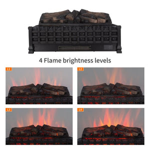 English Elm 26 Inch Freestanding Electric Fireplace Insert with 3D Log Flame and Wood Trim W1769P456005