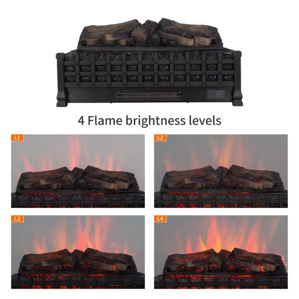 English Elm 26 Inch Freestanding Electric Fireplace Insert with 3D Log Flame and Wood Trim W1769P456005