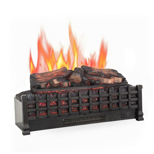English Elm 26 Inch Freestanding Electric Fireplace Insert with 3D Log Flame and Wood Trim W1769P456005