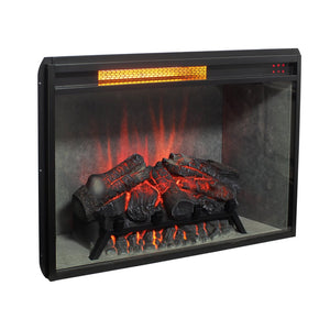 English Elm 28 Inch Infrared Electric Fireplace Insert with 3d Flames and Cement Grey Firebox W1769P458333