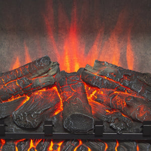 English Elm 28 Inch Infrared Electric Fireplace Insert with 3d Flames and Cement Grey Firebox W1769P458333