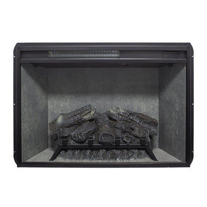 English Elm 28 Inch Infrared Electric Fireplace Insert with 3d Flames and Cement Grey Firebox W1769P458333
