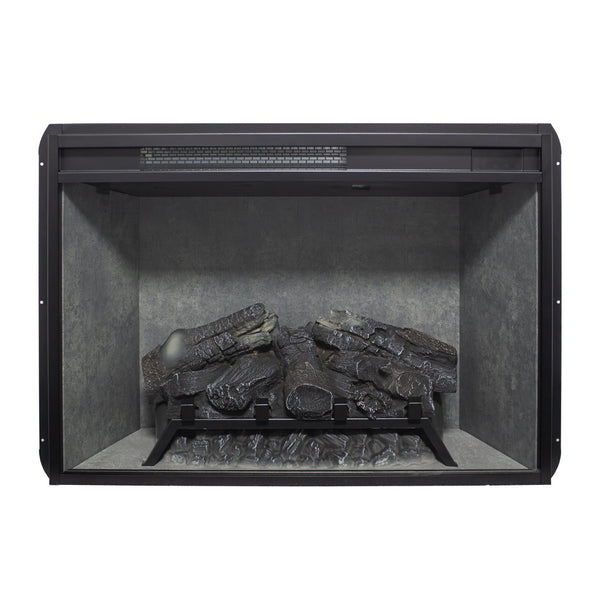 English Elm 28 Inch Infrared Electric Fireplace Insert with 3d Flames and Cement Grey Firebox W1769P458333
