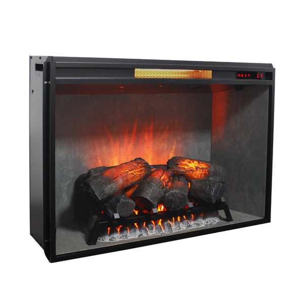 English Elm 33 Inch Infrared Quartz Fireplace Insert with 3d Flames and Cement Texture Inner Wall W1769P458335