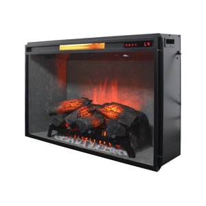 English Elm 33 Inch Infrared Quartz Fireplace Insert with 3d Flames and Cement Texture Inner Wall W1769P458335