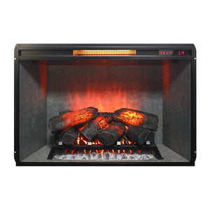 English Elm 33 Inch Infrared Quartz Fireplace Insert with 3d Flames and Cement Texture Inner Wall W1769P458335