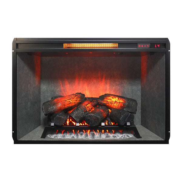 English Elm 33 Inch Infrared Quartz Fireplace Insert with 3d Flames and Cement Texture Inner Wall W1769P458335