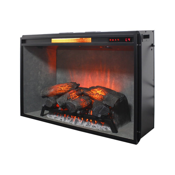 English Elm 33 Inch Infrared Quartz Fireplace Insert with 3d Flames and Cement Texture Inner Wall W1769P458335