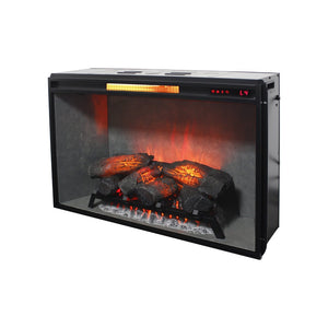 English Elm 33 Inch Infrared Quartz Fireplace Insert with 3d Flames and Cement Texture Inner Wall W1769P458335