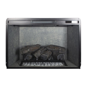 English Elm 33 Inch Infrared Quartz Fireplace Insert with 3d Flames and Cement Texture Inner Wall W1769P458335