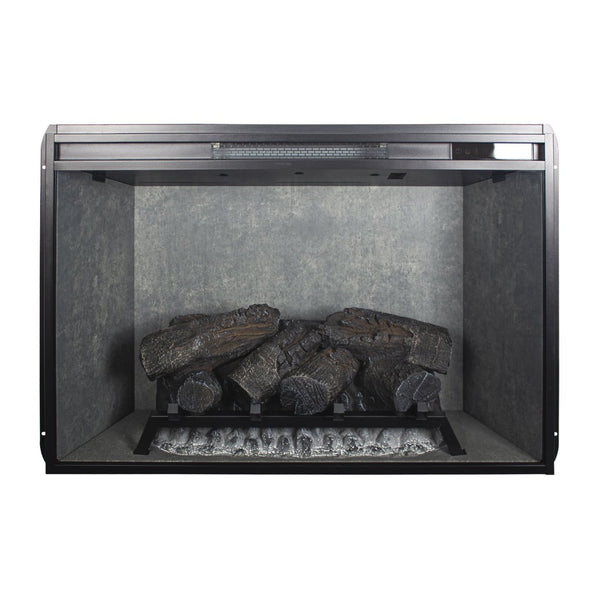 English Elm 33 Inch Infrared Quartz Fireplace Insert with 3d Flames and Cement Texture Inner Wall W1769P458335