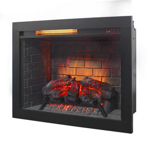 English Elm 28 Inch Recessed Infrared Quartz Fireplace Insert with 3d Flame and Trim Kit W1769P459256
