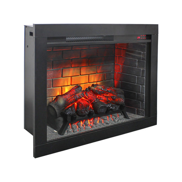 English Elm 28 Inch Recessed Infrared Quartz Fireplace Insert with 3d Flame and Trim Kit W1769P459256