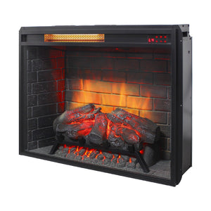 English Elm 28 Inch Recessed Infrared Quartz Fireplace Insert with 3d Flame and Trim Kit W1769P459256