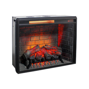 English Elm 28 Inch Recessed Infrared Quartz Fireplace Insert with 3d Flame and Trim Kit W1769P459256