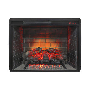 English Elm 28 Inch Recessed Infrared Quartz Fireplace Insert with 3d Flame and Trim Kit W1769P459256