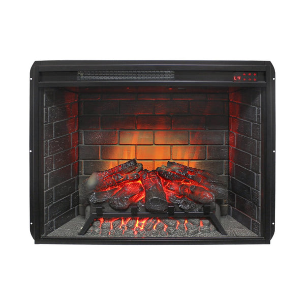 English Elm 28 Inch Recessed Infrared Quartz Fireplace Insert with 3d Flame and Trim Kit W1769P459256
