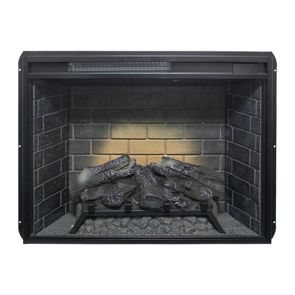 English Elm 28 Inch Recessed Infrared Quartz Fireplace Insert with 3d Flame and Trim Kit W1769P459256