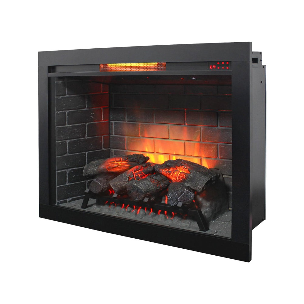 English Elm 33 Inch Infrared Electric Fireplace Insert with 3d Flame Effects and Trim Kit W1769P459257