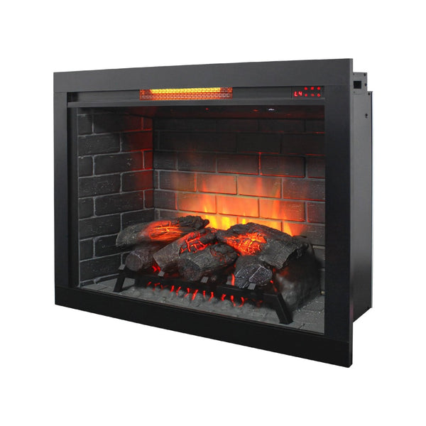 English Elm 33 Inch Infrared Electric Fireplace Insert with 3d Flame Effects and Trim Kit W1769P459257