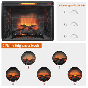 English Elm 33 Inch Infrared Electric Fireplace Insert with 3d Flame Effects and Trim Kit W1769P459257