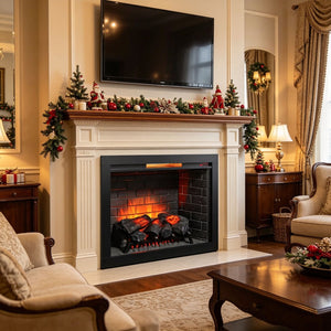 English Elm 33 Inch Infrared Electric Fireplace Insert with 3d Flame Effects and Trim Kit W1769P459257