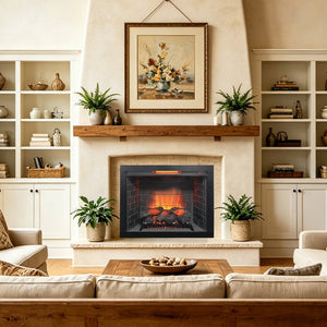 English Elm 33 Inch Infrared Electric Fireplace Insert with 3d Flame Effects and Trim Kit W1769P459257