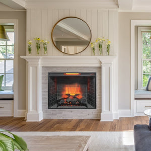 English Elm 33 Inch Infrared Electric Fireplace Insert with 3d Flame Effects and Trim Kit W1769P459257