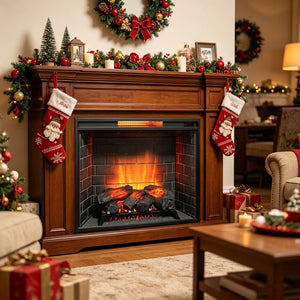 English Elm 33 Inch Infrared Electric Fireplace Insert with 3d Flame Effects and Trim Kit W1769P459257
