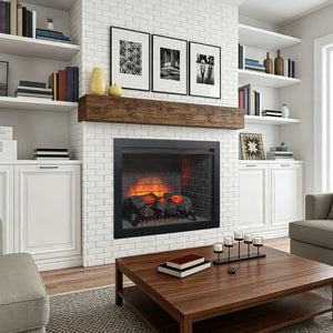 English Elm 33 Inch Infrared Electric Fireplace Insert with 3d Flame Effects and Trim Kit W1769P459257