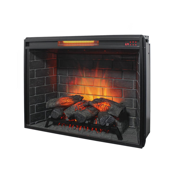 English Elm 33 Inch Infrared Electric Fireplace Insert with 3d Flame Effects and Trim Kit W1769P459257