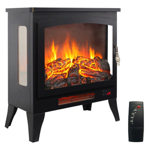 English Elm 21 Inch Three Sided Electric Fireplace Stove with 3D Flame LED and Remote Control W1769P498107