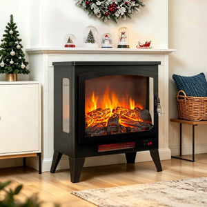 English Elm 21 Inch Three Sided Electric Fireplace Stove with 3D Flame LED and Remote Control W1769P498107