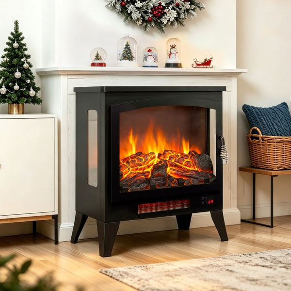 English Elm 21 Inch Three Sided Electric Fireplace Stove with 3D Flame LED and Remote Control W1769P498107