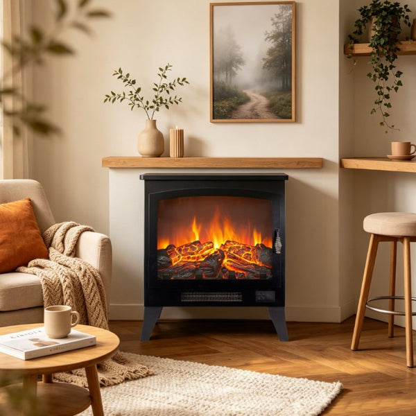 English Elm 21 Inch Three Sided Electric Fireplace Stove with 3D Flame LED and Remote Control W1769P498107