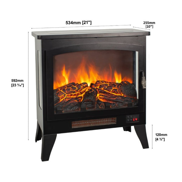 English Elm 21 Inch Three Sided Electric Fireplace Stove with 3D Flame LED and Remote Control W1769P498107