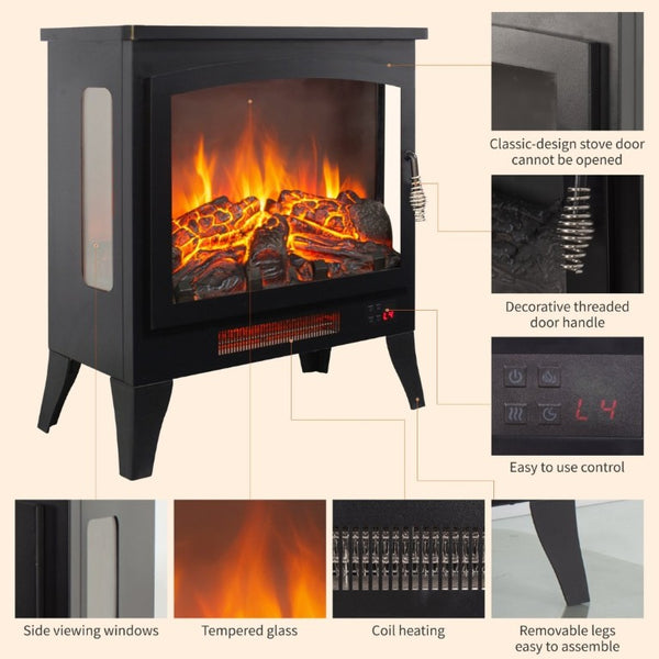 English Elm 21 Inch Three Sided Electric Fireplace Stove with 3D Flame LED and Remote Control W1769P498107